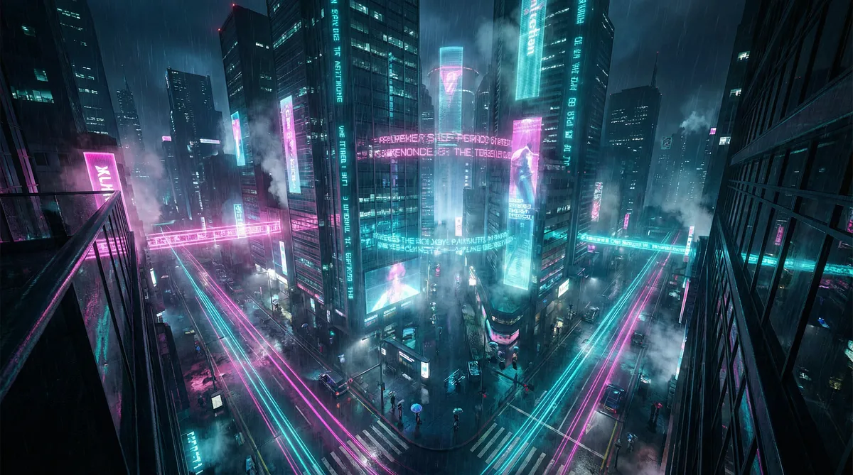 幼女戰記 竖屏短剧平台首页背景 - 赛博朋克都市夜景